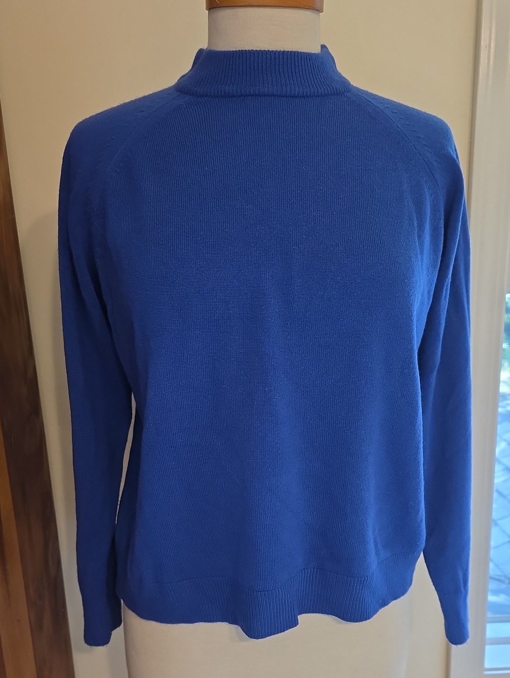 Karen Scott Cerulean Blue Mock Back Zip Neck Sweater Sz PL